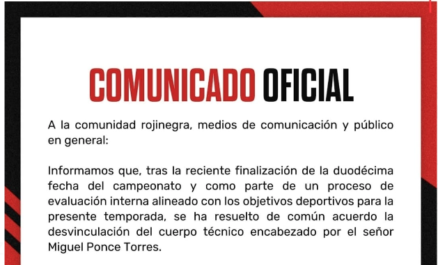 Miguel Ponce deja la dirección técnica de Rangers tras malos resultados