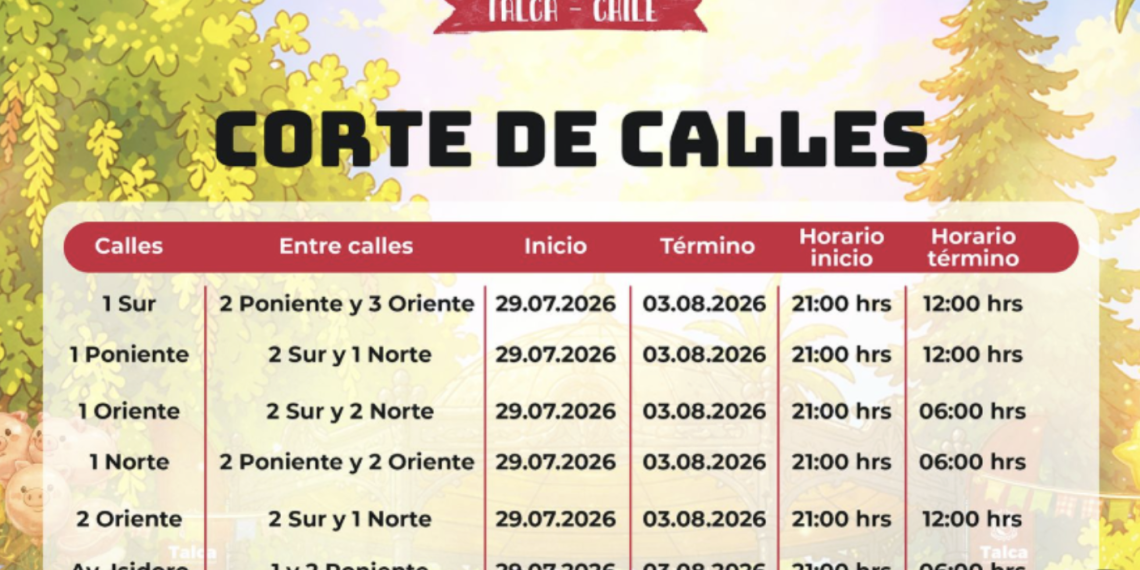 Talca se prepara para la Fiesta del Chancho: anuncian cortes de calles y desvíos de tránsito